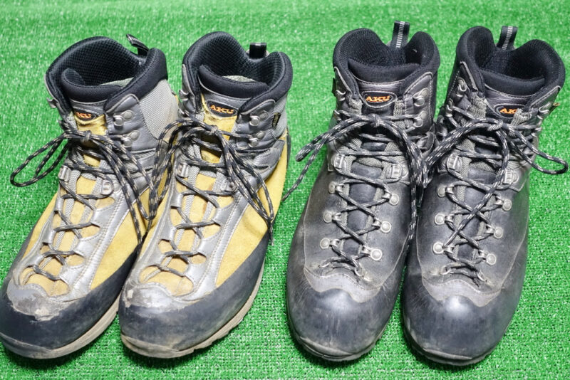 愛用の登山靴（左：AKU･エッジGTX、右：AKU･フィッツロイGTX）